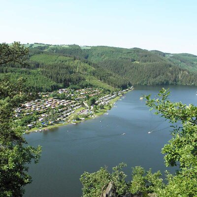 Blick auf den Campingplatz Hopfenmühle Blick auf den Campingplatz Hopfenmühle